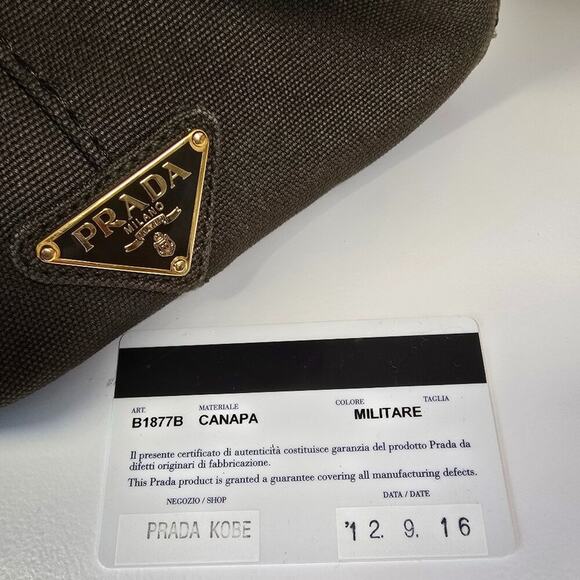 Prada Medium Canapa Canvas Tote Green - Picture 8 of 11